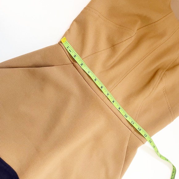 Shoshanna Camel Double Crepe Color block Trina Dress - Picture 13 of 15
